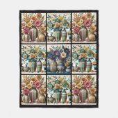 Kleurrijke geïnspireerde Floral Quilt Pattern Fleece Deken (Voorkant)