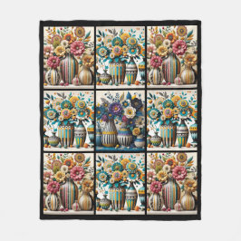 Kleurrijke  geïnspireerde Floral Quilt Pattern Fleece Deken