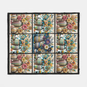 Kleurrijke geïnspireerde Floral Quilt Pattern Fleece Deken (Voorkant (Horizontaal))