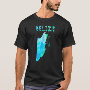 Kleurrijke geïsoleerde Belize kaart in Waterverf C T-shirt