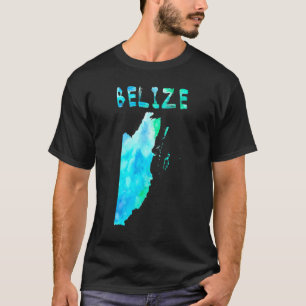 Kleurrijke geïsoleerde Belize kaart in Waterverf C T-shirt