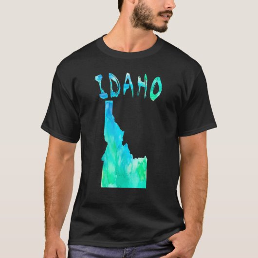 Kleurrijke geïsoleerde Idaho State Map in Waterver T-shirt (Voorkant)