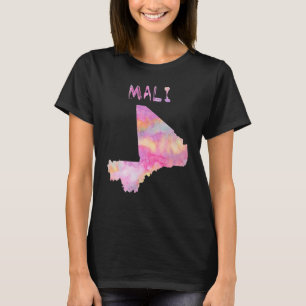 kleurrijke, geïsoleerde Mali-kaart in Waterverf kl T-shirt