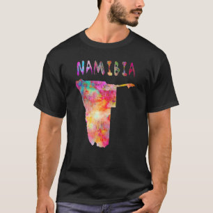 kleurrijke geïsoleerde Namibië kaart in Waterverf T-shirt