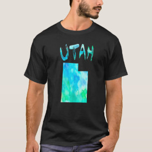 Kleurrijke Geïsoleerde Utah State Map in Waterverf T-shirt