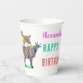 Kleurrijke geiten op persoonlijke titel Birthday P Papieren Bekers (Links)