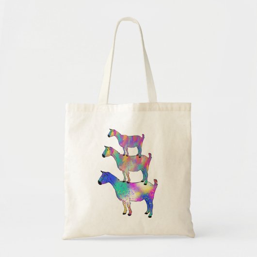 Kleurrijke geiten staan op illustratie van dingen tote bag (Voorkant)