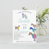 Kleurrijke geiten verkuilen dieren 10e verjaardag (Staand voorkant)