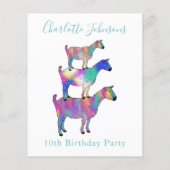 Kleurrijke Geitenvlees Boerderij Dier 10e Verjaard (Achterkant)