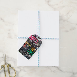 Kleurrijke gekke geschriften cadeaulabel