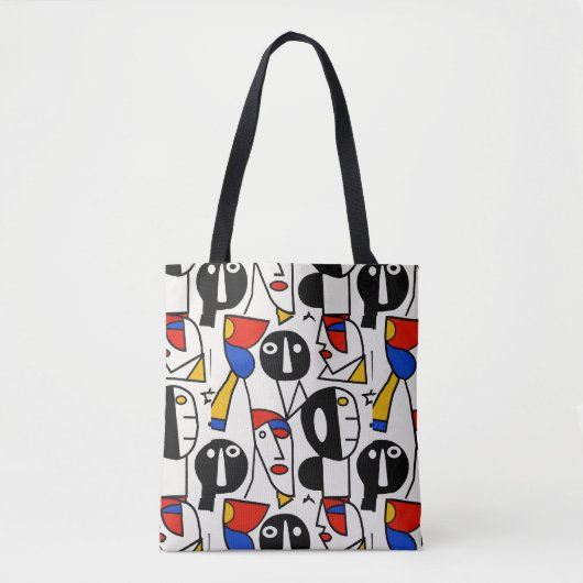 Kleurrijke Gekke gezichten in de stijl van Picasso Tote Bag (Voorkant)
