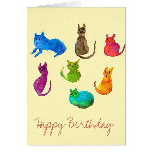 Kleurrijke gekke katten in de waterverf (Voorkant)