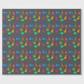 Kleurrijke gekke katten in de waterverf cadeaupapier (Vlak)