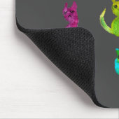 Kleurrijke gekke katten in de waterverf muismat (Hoek)
