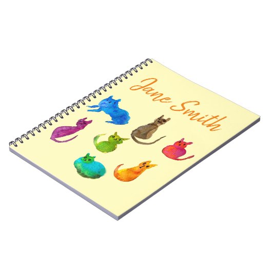 Kleurrijke gekke katten in de waterverf notitieboek (Linkerzijde)