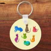 Kleurrijke gekke katten in de waterverf sleutelhanger (Voorkant)