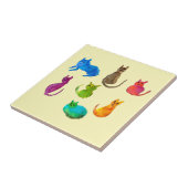 Kleurrijke gekke katten in de waterverf tegeltje (Zijkant)