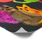 Kleurrijke gekke katten in waterverf poster (Hoek)