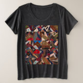 Kleurrijke gekke quilt grote maat t-shirt (Design voorkant)