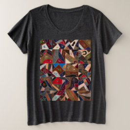 Kleurrijke gekke quilt grote maat t-shirt