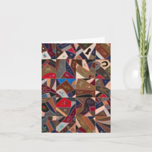 Kleurrijke gekke quilt notitiekaartje (Voorkant)