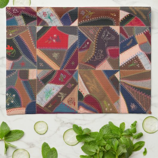 Kleurrijke gekke quilt theedoek (Gevouwen)