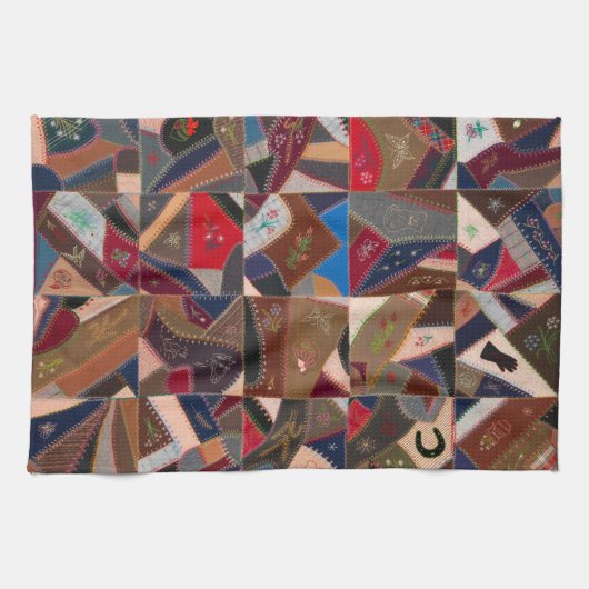 Kleurrijke gekke quilt theedoek (Horizontaal)