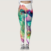 Kleurrijke, gekke, unieke schilderende regenboog leggings (Voorkant)
