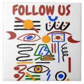 Kleurrijke Gekke vormen, voeg tekst keramische teg Tegeltje (Voorkant)