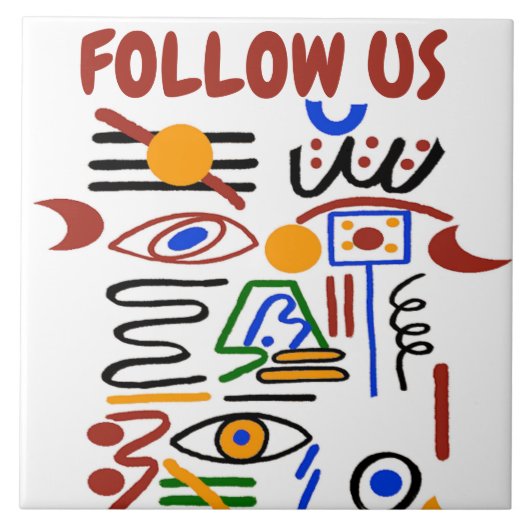 Kleurrijke Gekke vormen, voeg tekst keramische teg Tegeltje (Voorkant)