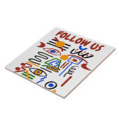 Kleurrijke Gekke vormen, voeg tekst keramische teg Tegeltje (Zijkant)