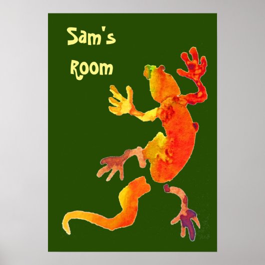 Kleurrijke gekko eco-groene illustratie kind kamer poster (Voorkant)