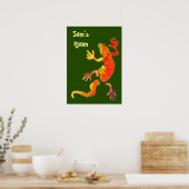 Kleurrijke gekko eco-groene illustratie kind kamer poster (Keuken)