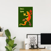 Kleurrijke gekko eco-groene illustratie kind kamer poster (Thuiskantoor)