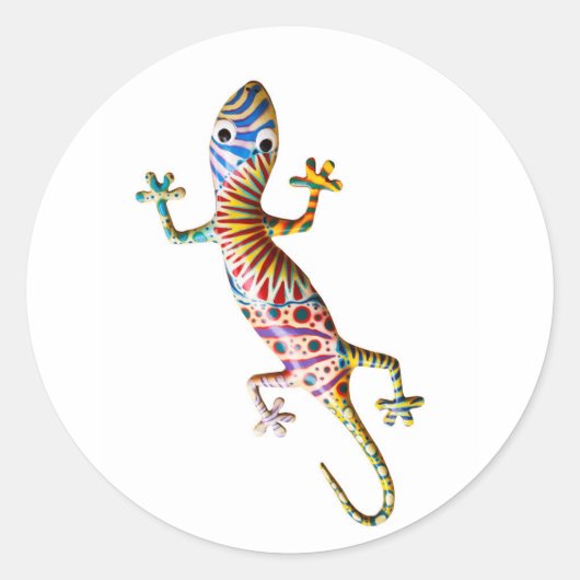Kleurrijke gekko ronde sticker (Voorkant)