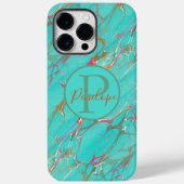 Kleurrijke gekleurde Faux Turquoise met monogram Case-Mate iPhone Case (Achterkant)