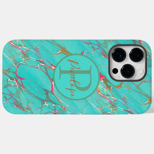 Kleurrijke gekleurde Faux Turquoise met monogram Case-Mate iPhone Case (Achterkant (horizontaal))