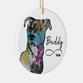 Kleurrijke gekleurde Pitbull Dog personaliseren Keramisch Ornament (Rechts)