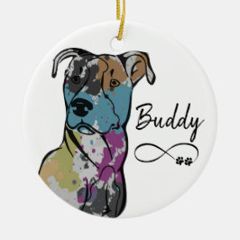 Kleurrijke gekleurde Pitbull Dog personaliseren Keramisch Ornament