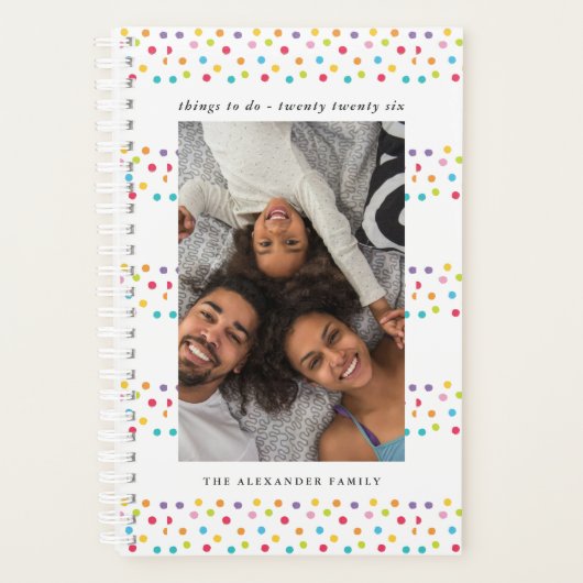 Kleurrijke gekleurde strips Twee fotoanner Planner (Voorkant)