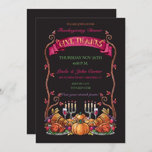 Kleurrijke gekleurde Thanksgiving met binnenste ha Kaart (Voorkant / Achterkant)