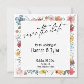 Kleurrijke gekleurde Waterverf Meadow Wilde bloem Save The Date (Voorkant)