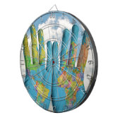 Kleurrijke gekleurde Wereldkaart in handen, kunstf Dartbord (Voorkant Rechts)