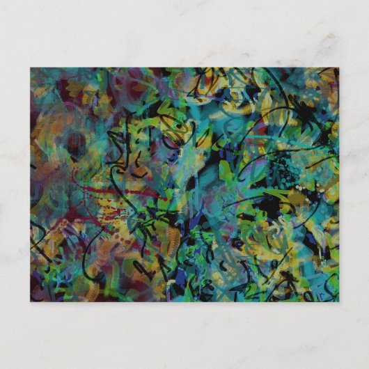 Kleurrijke gekrabbelde abstracte kunst briefkaart (Voorkant)
