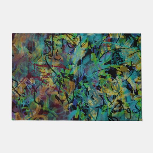 Kleurrijke gekrabbelde abstracte kunst deurmat (Voorkant)
