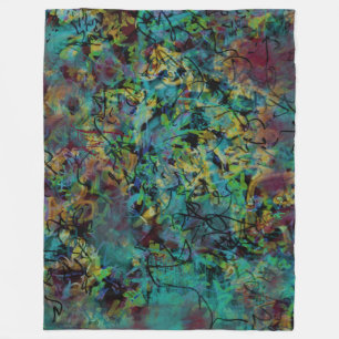 Kleurrijke gekrabbelde abstracte kunst fleece deken