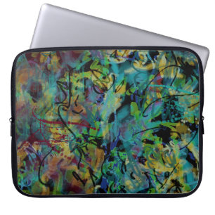 Kleurrijke gekrabbelde abstracte kunst laptop sleeve