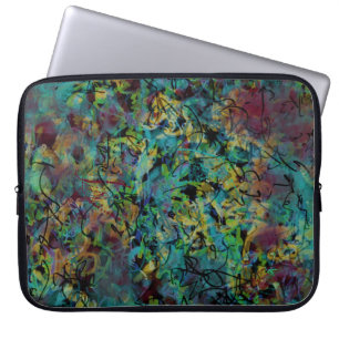 Kleurrijke gekrabbelde abstracte kunst laptophoes laptop sleeve