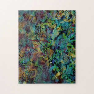Kleurrijke gekrabbelde abstracte kunst legpuzzel