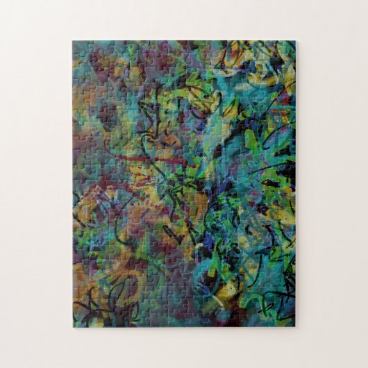 Kleurrijke gekrabbelde abstracte kunst legpuzzel (Verticaal)